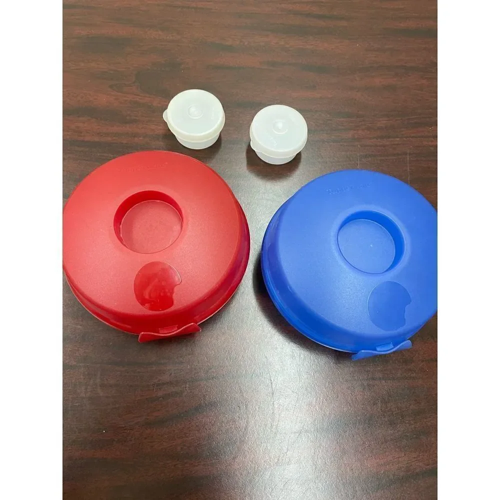 Two Tupperware Round Container with Dressing Holder - Picture 2 of 4